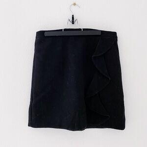 J Crew black ruffle wool blend mini skirt size 2